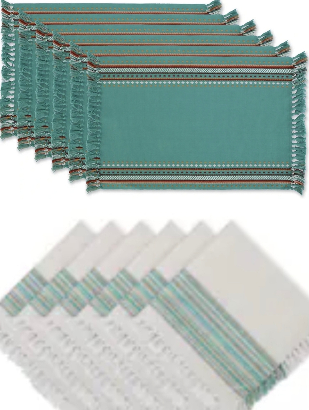 DII Design Imports Agate Blue Hacienda Striped Placemate And Napkin Set Of 6 Ea.